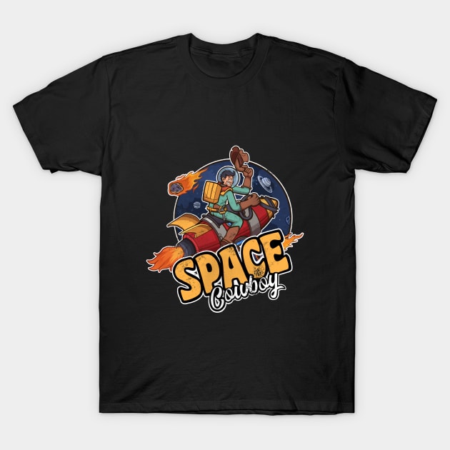 Space Cowboy Astronaut On Rocket T-Shirt by TheMaskedTooner